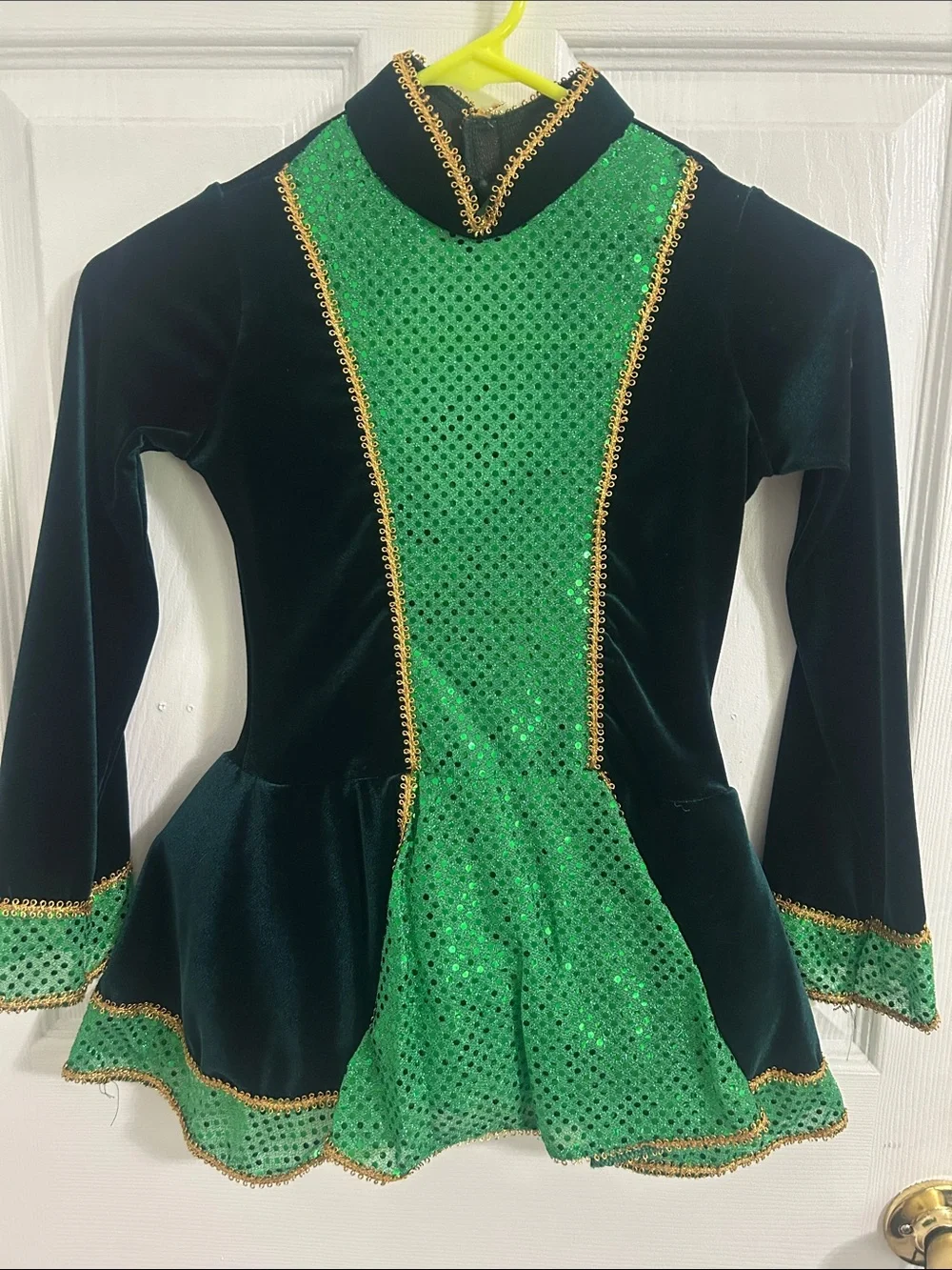 Girls' Green & Dark Green Sparkle Irish Dance Costume